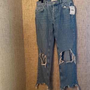 Free People Ripped Ankle Jeans in Blue